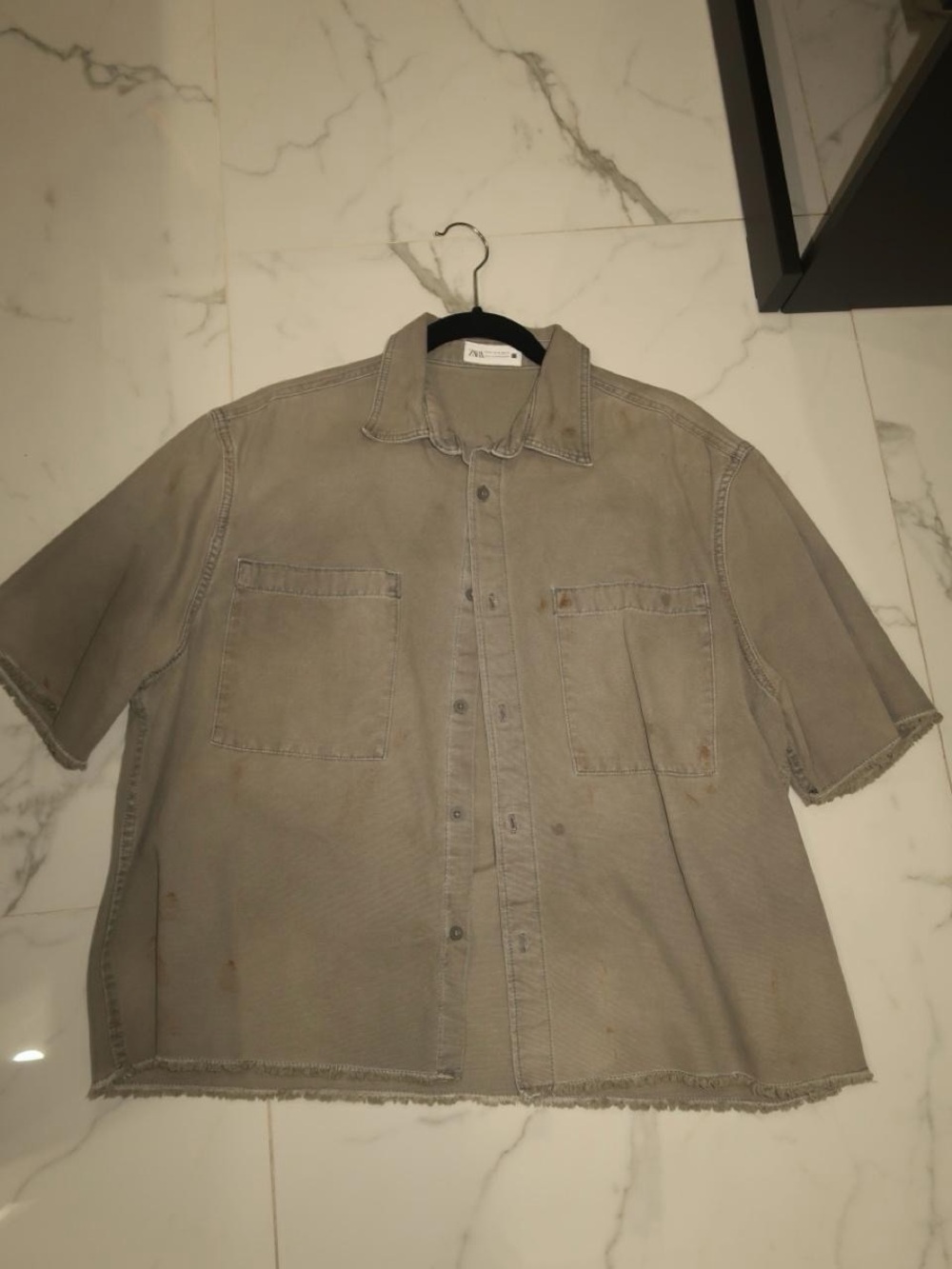 Men's men’s Short Sleeve acid wash button up